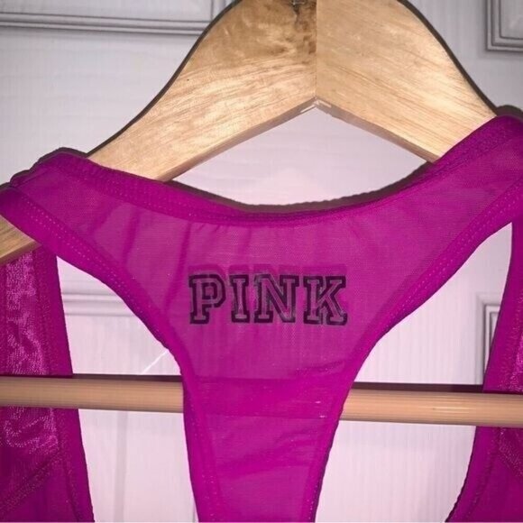 PINK Victoria Secret Hot Pink Gym Yoga Hangover Razor Back Sports Bra Size XS - Picture 7 of 7